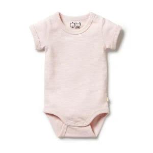 Wilson & Frenchy Organic Cantaloupe Stripe Rib Short Sleeved Bodysuit