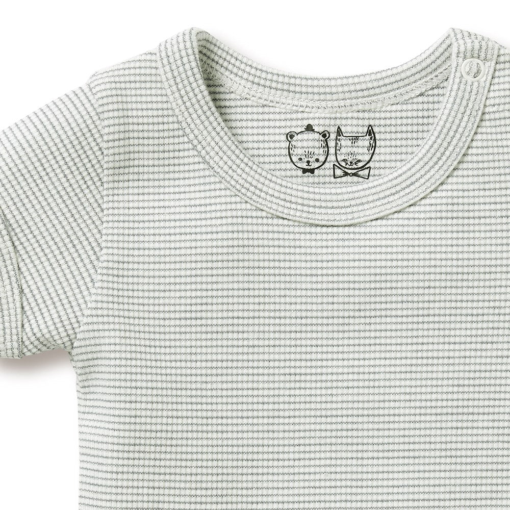 Wilson & Frenchy Organic Fern Stripe Rib Short Sleeved Bodysuit 1 Wilson & Frenchy Organic Fern Stripe Rib Short Sleeved Bodysuit - Image 2