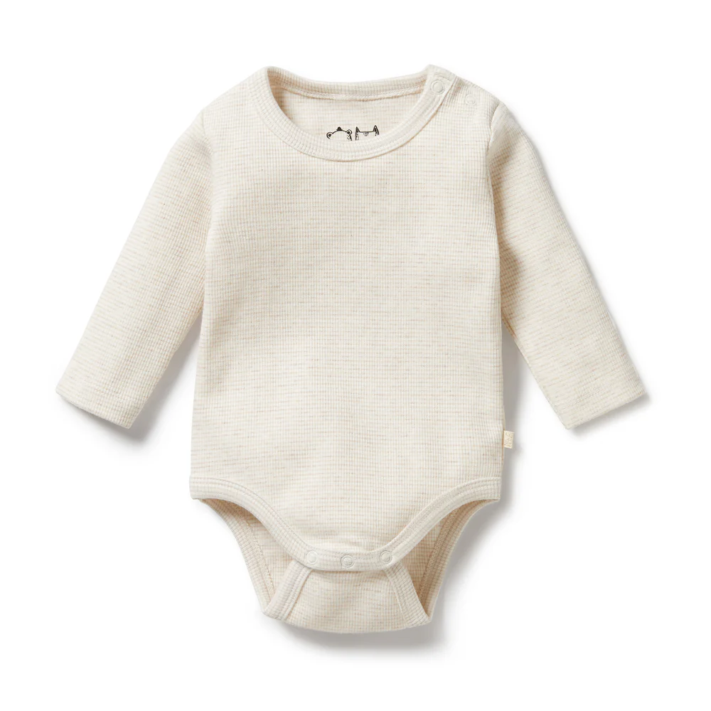 Wilson & Frenchy Organic Oat Stripe Rib Long Sleeved Bodysuit Wilson & Frenchy Organic Oat Stripe Rib Long Sleeved Bodysuit