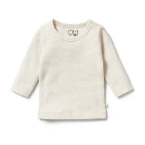 Wilson & Frenchy Organic Stripe Rib Long Sleeved Top Oatmeal