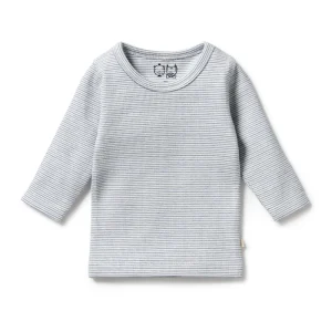 Wilson & Frenchy Organic Stripe Rib Long Sleeved Top Rain Drop