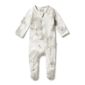 Wilson & Frenchy Organic Stripe Rib Zipsuit Welcome To The World