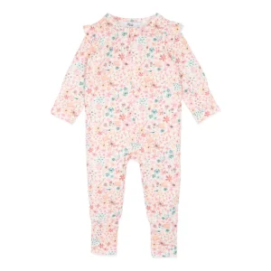 Bebe Fern Floral Organic Long Sleeve Zipsuit