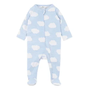 Bebe Jacquard Blue Cloud Long Sleeve Onsie