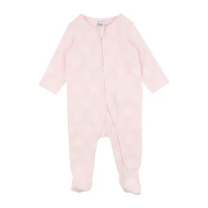 Bebe Jacquard Pink Flower Long Sleeve Onsie