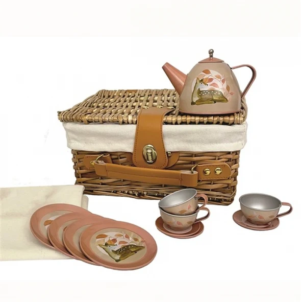 Egmont Toys Tin Tea Set Fawn In A Wicker Basket Egmont Toys Tin Tea Set Fawn In A Wicker Basket