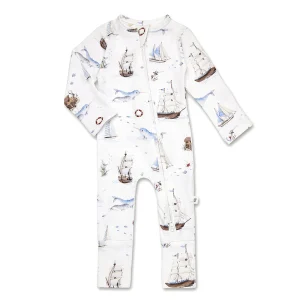 Snuggle Hunny Set Sail Organic Snugglesuit Convertible Romper