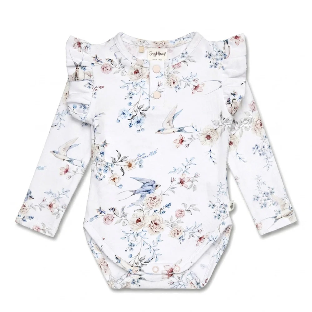 Sweet Swallows Long Sleeve Organic Bodysuit with Frill Sweet Swallows Long Sleeve Organic Bodysuit with Frill