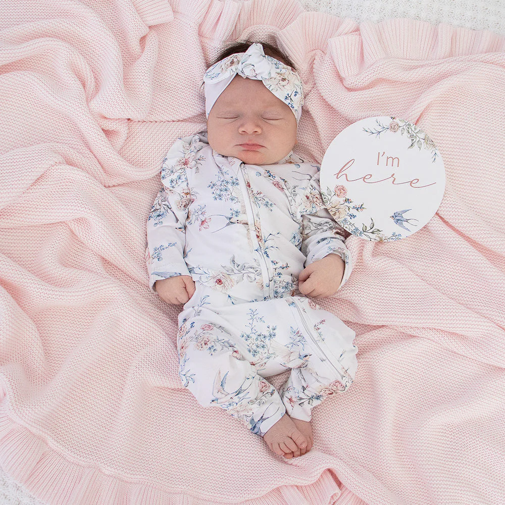 Sweet Swallows Organic Snugglesuit Convertible Romper with Frill1 Snuggle Hunny Sweet Swallows Organic Snugglesuit Convertible Romper with Frill - Image 2