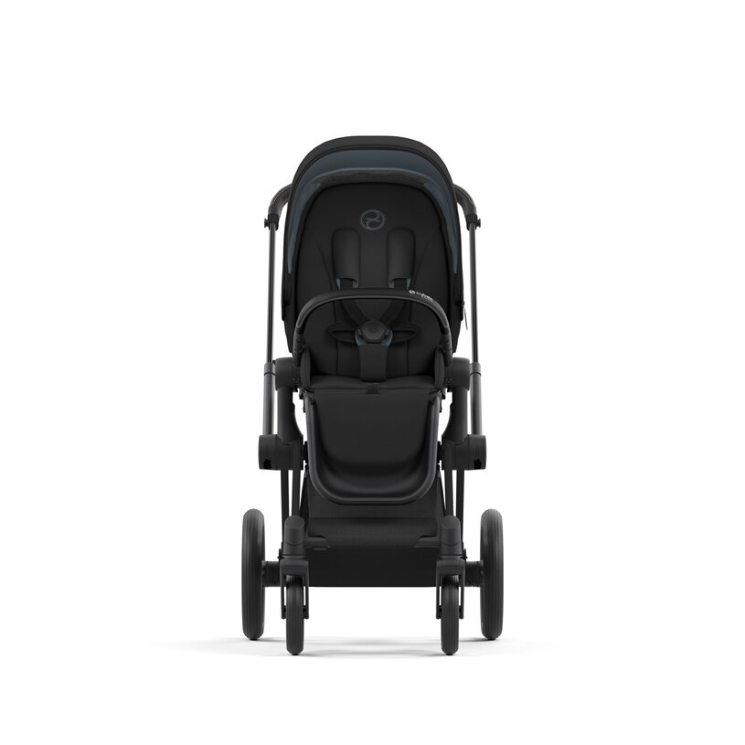 CYBEX PRIAM PRAM CHASSIS BLACK2 Cybex Priam Pram Matt Black Frame Midnight Blue Seat Pack Package - Floor Model - Image 3