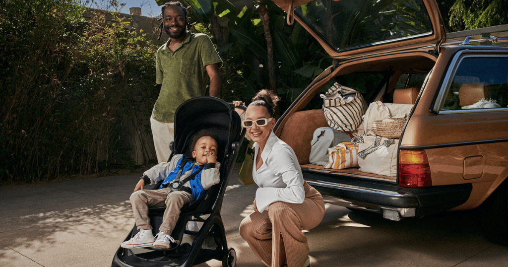 Family with their Bugaboo pram, one of the best prams in Australia.