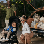 Family with their Bugaboo pram, one of the best prams in Australia.