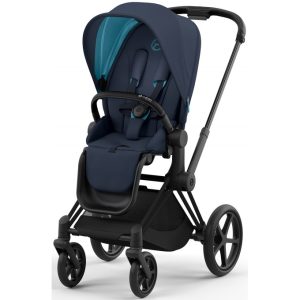Cybex Priam Pram Matt Black Frame Midnight Blue Seat Pack Package - Floor Model