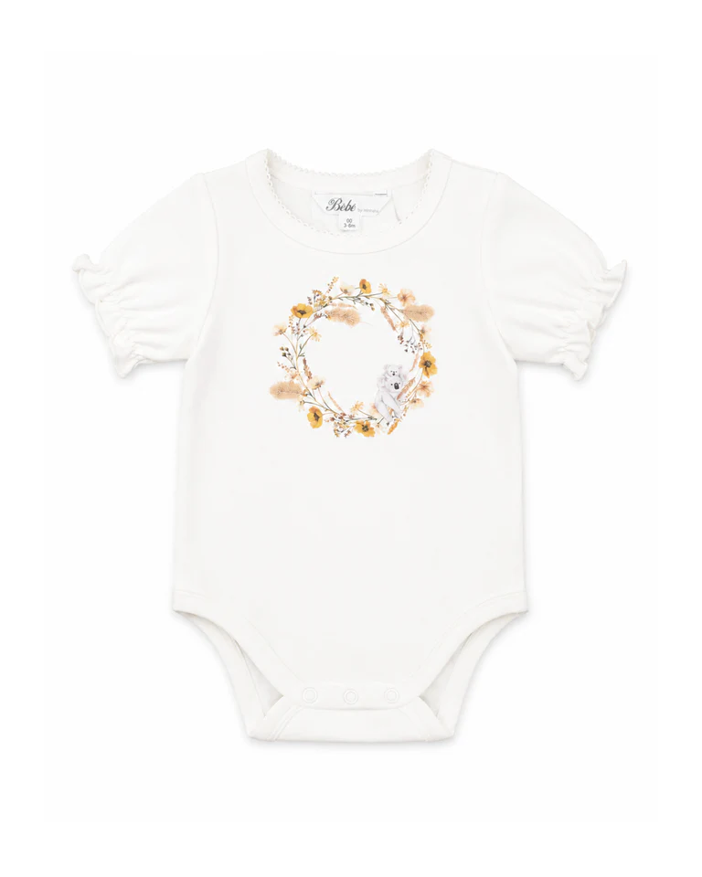 Bebe Taylor Organic Floral Koala Bodysuit Bebe Taylor Organic Floral Koala Bodysuit