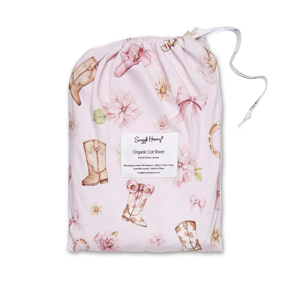 Snuggle Hunny Boots & Bows Organic Bassinet Sheet Change Pad Cover 1 Snuggle Hunny Boots & Bows Organic Fitted Cot Sheet