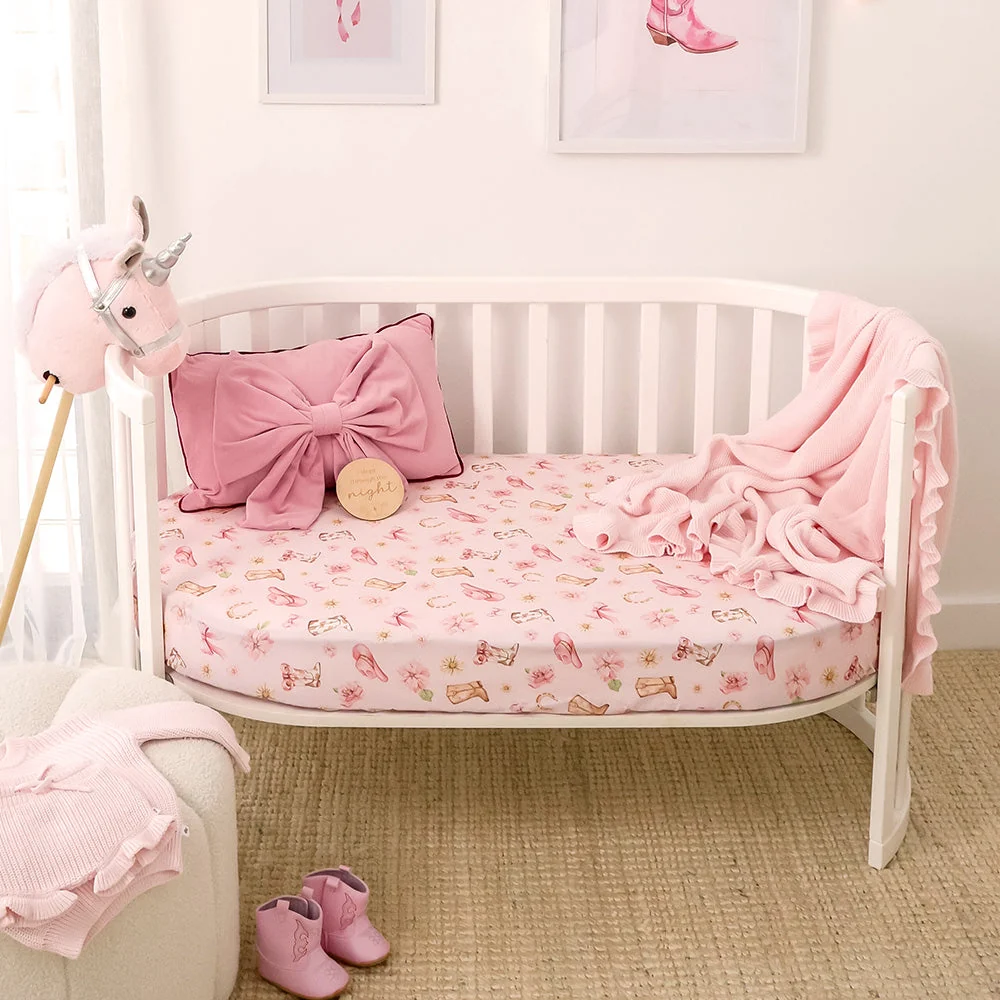Snuggle Hunny Boots & Bows Organic Bassinet Sheet Change Pad Cover Snuggle Hunny Boots & Bows Organic Fitted Cot Sheet - Image 2