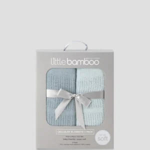 Little Bamboo Baby Cellular Blanket 2Pk Retro Blue Little Bamboo Baby Cellular Blanket 2Pk Retro Blue