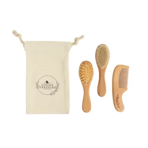 Living Textiles 3pc Baby Wooden Brush & Comb Set