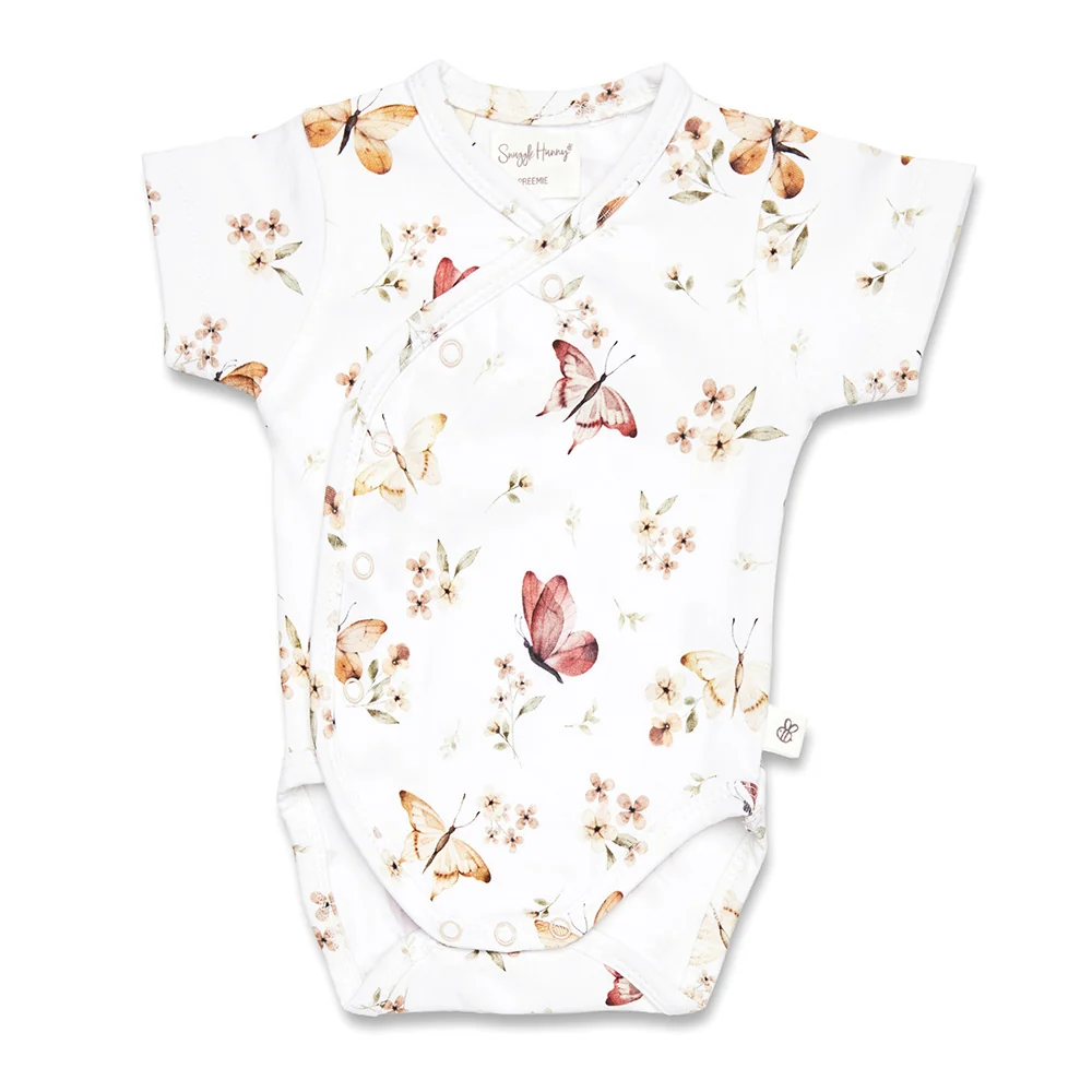 Snuggle Hunny Butterfly Short Sleeve Organic Kimono Bodysuit Snuggle Hunny Butterfly Short Sleeve Organic Kimono Bodysuit