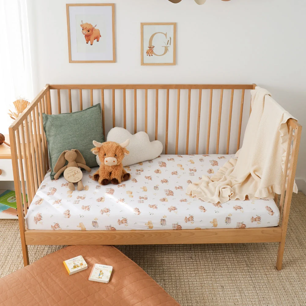 Snuggle Hunny Highland Cows Organic Fitted Cot Sheet1 Snuggle Hunny Highland Cows Organic Fitted Cot Sheet - Image 2