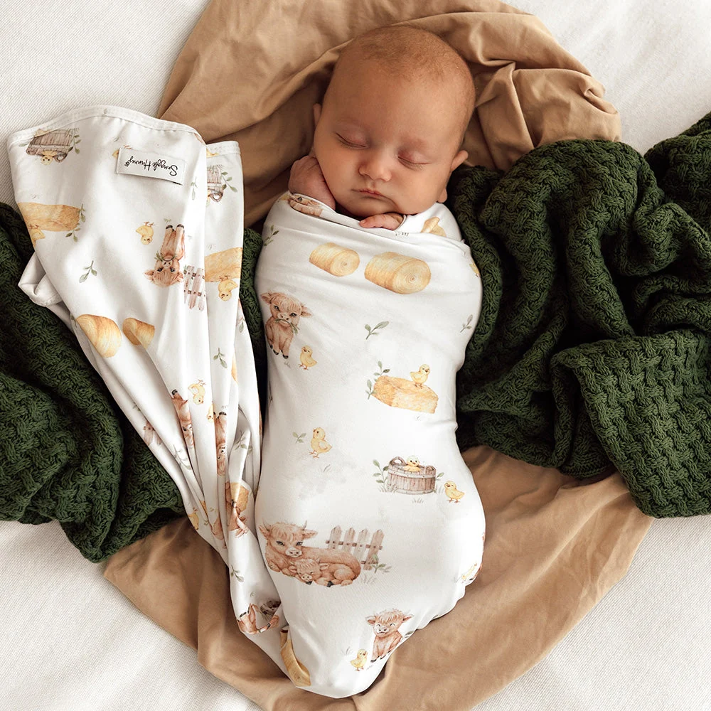 Snuggle Hunny Highland Cows Organic Jersey Wrap & Beanie Set 1 Snuggle Hunny Highland Cows Organic Jersey Wrap & Beanie Set - Image 2