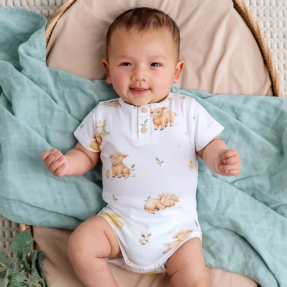 Snuggle Hunny Highland Cows Short Sleeve Organic Bodysuit 1 Snuggle Hunny Highland Cows Short Sleeve Organic Bodysuit - Image 2