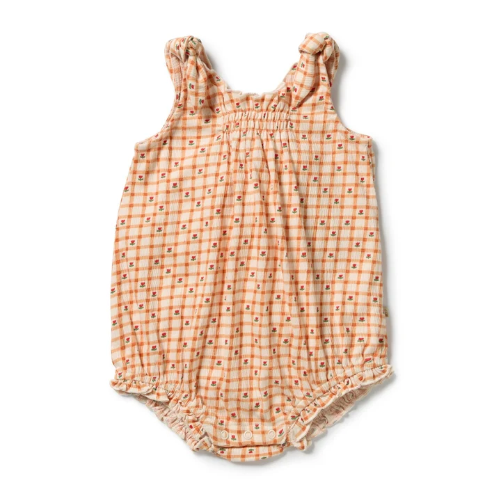 Wilson & Frenchy Checkerberry Organic Crinkle Tie Playsuit Wilson & Frenchy Checkerberry Organic Crinkle Tie Playsuit